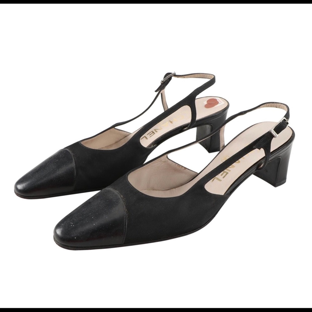 Vintage Chanel slingback shoes.